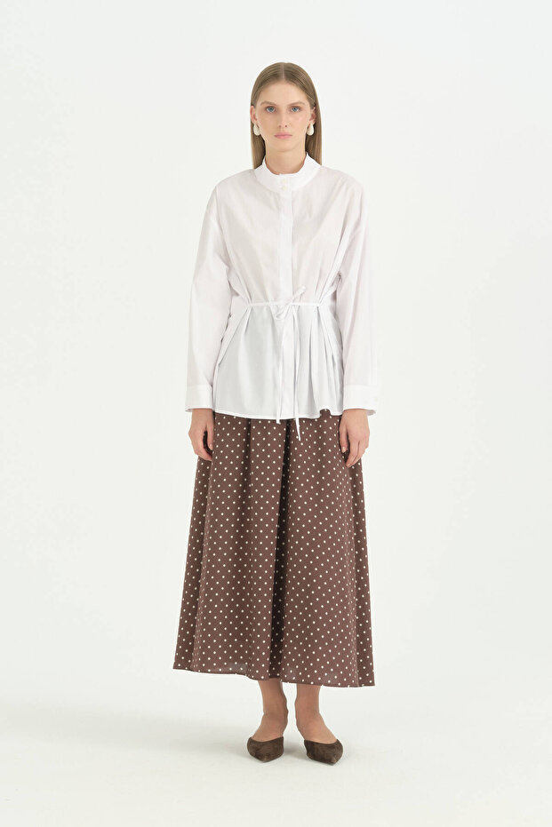 High Collar Cotton Shirt - White