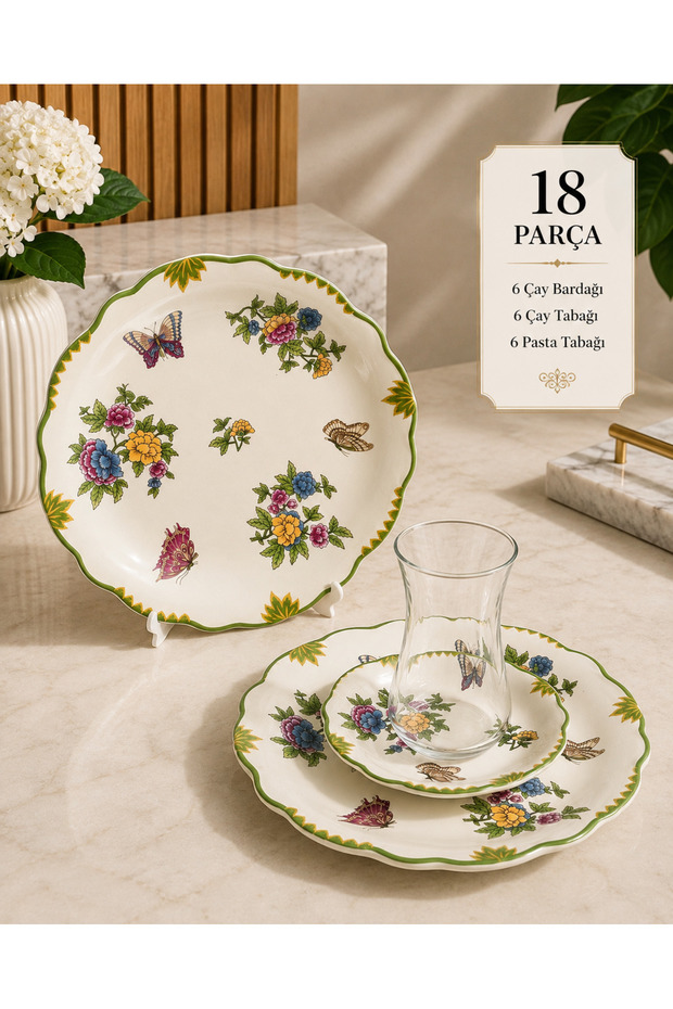 18 Piece Butterfly Luxury Cake Tea Time Set