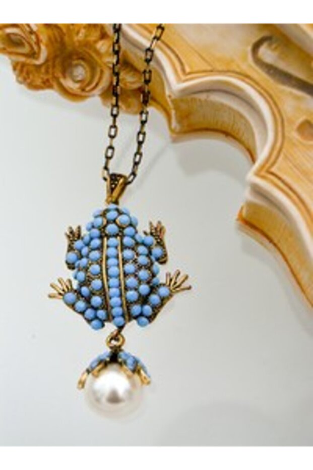 Turquoise Frog Necklace - Turquoise -