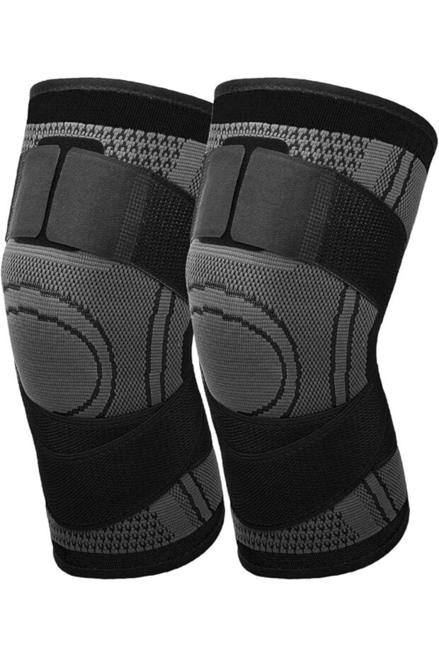 Short Knee Brace, 2-Pack Compression Sleeves with Adjustable Support, Knee Support Protector