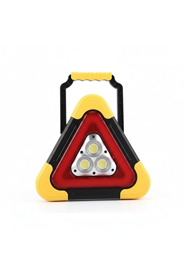 Rechargeable Solar LED Emergency Warning Triangle Light with USB Output, Flashing Red Light