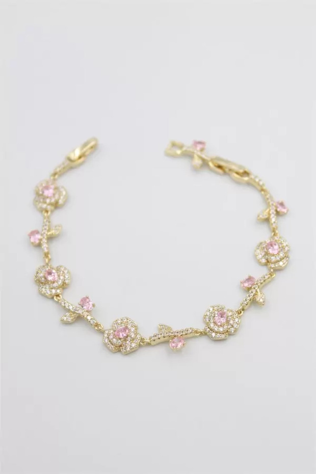 Stone-Embellished Xuping Bracelet - Pink