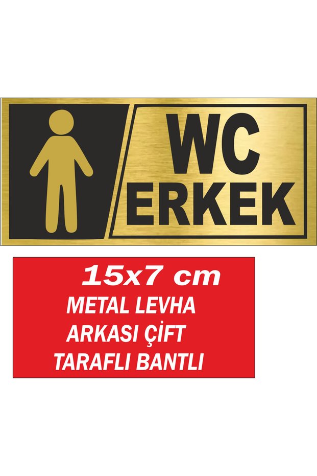 Wc Men Warning Sign Is Double-Sided with Tape on the Back. 15X7 cm Metal Sheet