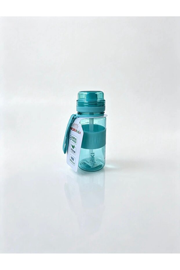 Kids 400 ml Preschool and Primary School Tritan Water Bottle with Straw and Leak-Proof Strap