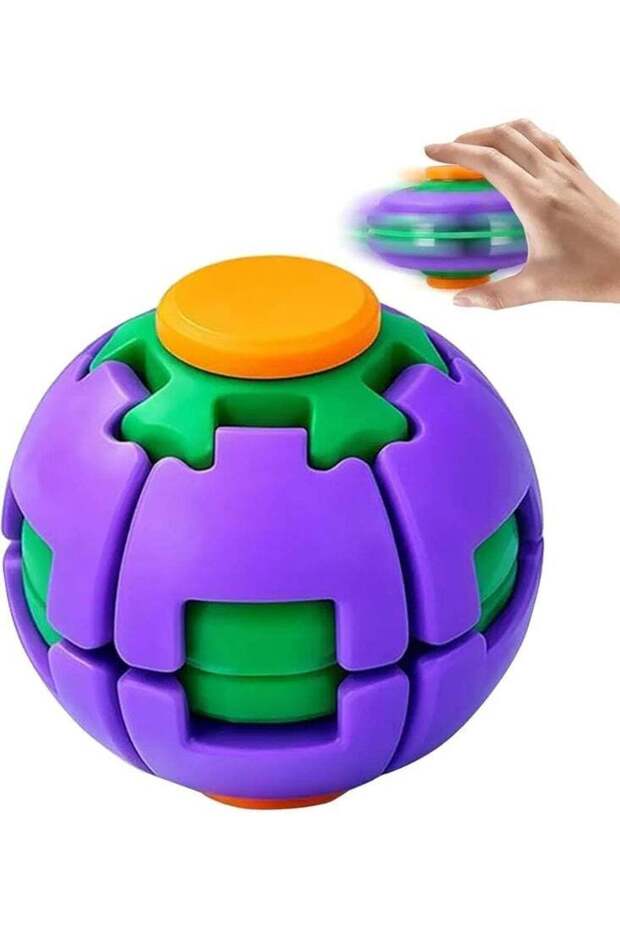 2-in-1 Push-to-Spin Stress Relief Fidget Ball