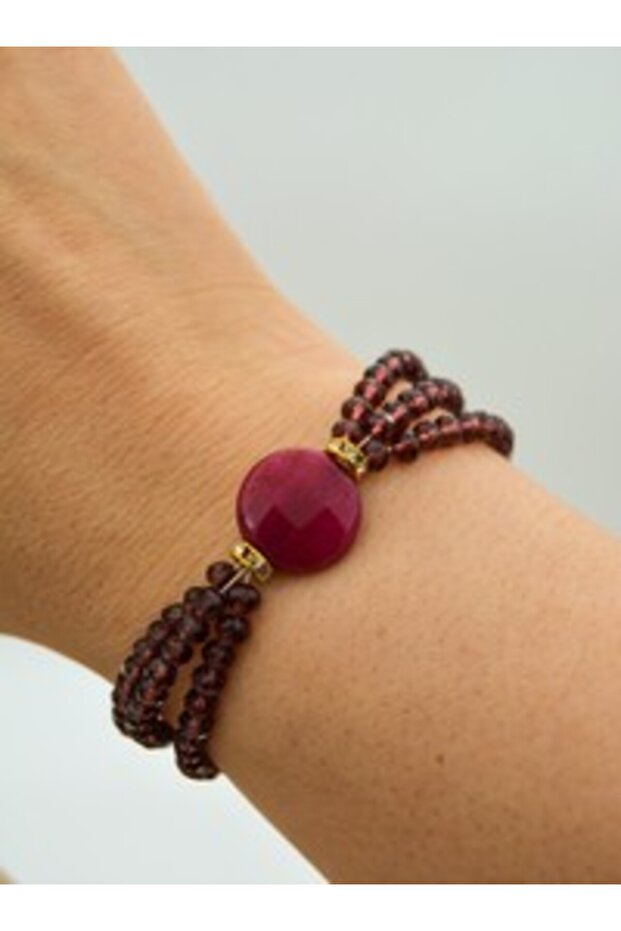 Jade and Czech Crystal Bracelet - Purple -
