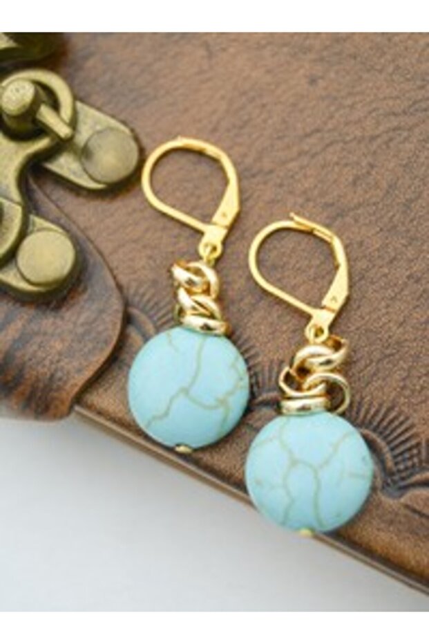 Turquoise Stone Earrings - Multicolor -