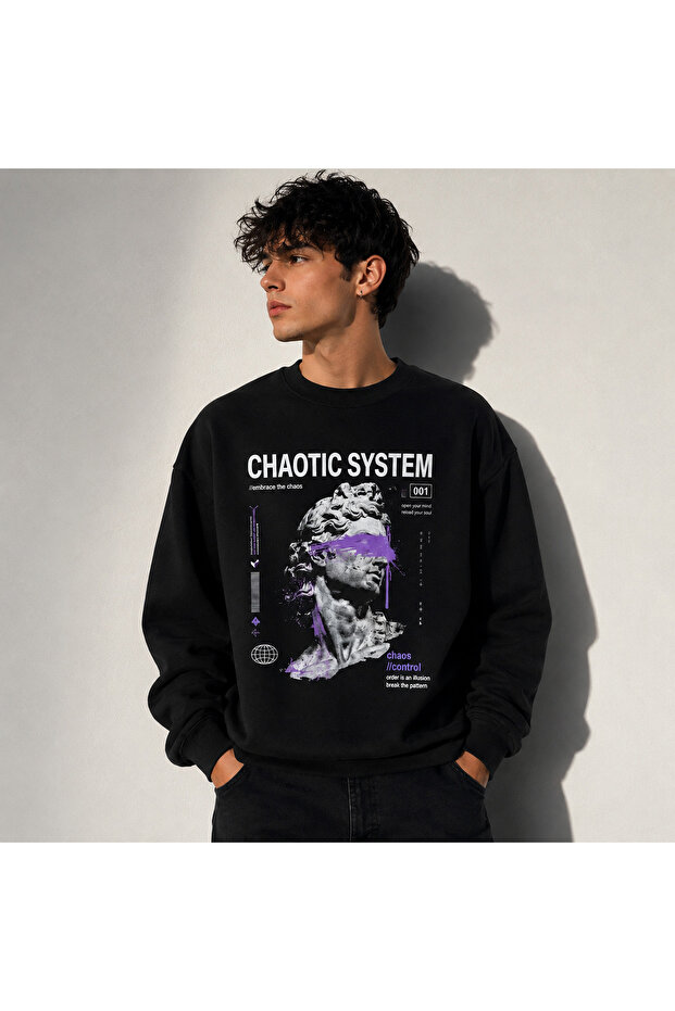 Chaotic System Printed Oversize Unisex Sweatshirt