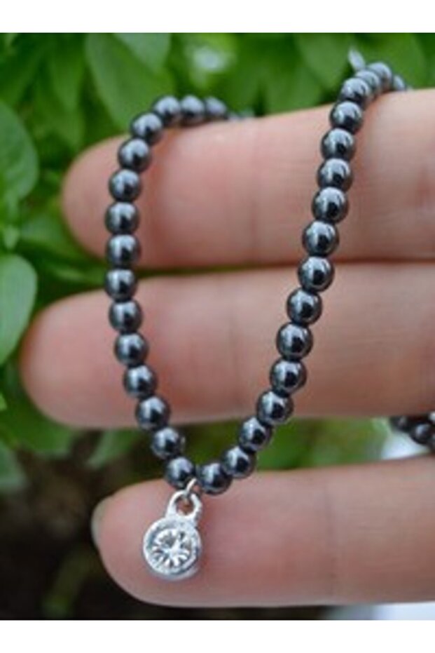 4 mm Hematite Stone Necklace - Gray -