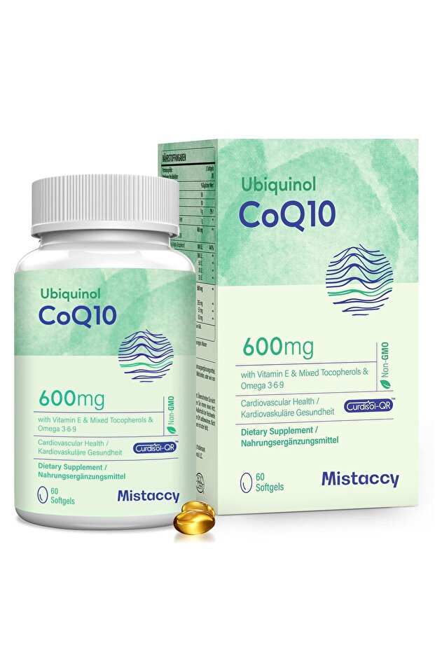 CoQ10 600mg Softgels | High Absorption Ubiquinol with Vitamin E & Omega 3 6 9