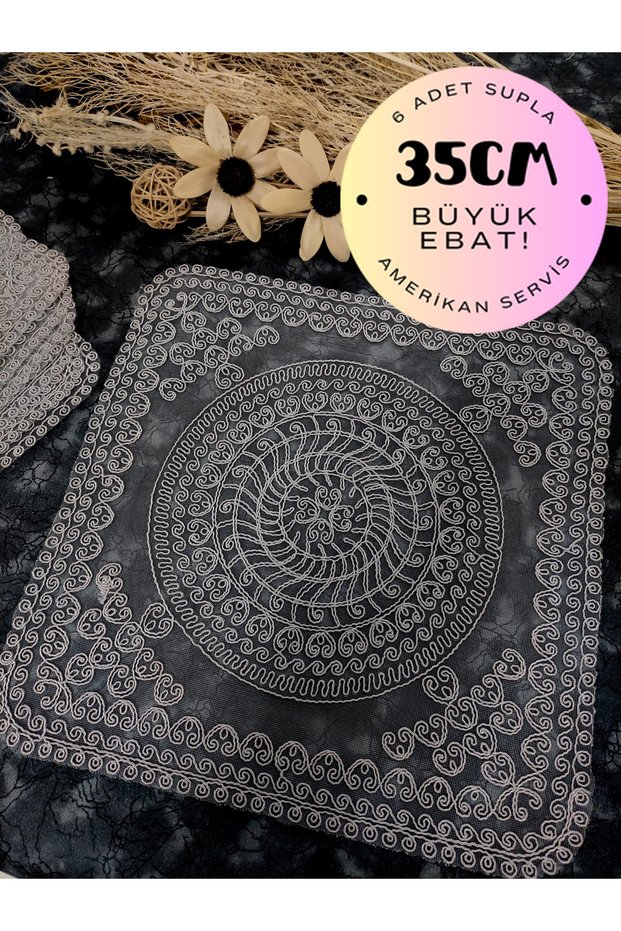 Supla, Gray American Service Set, 6 Pieces Supla, 6 Pieces Saucers, 6 Pieces Plate Mats
