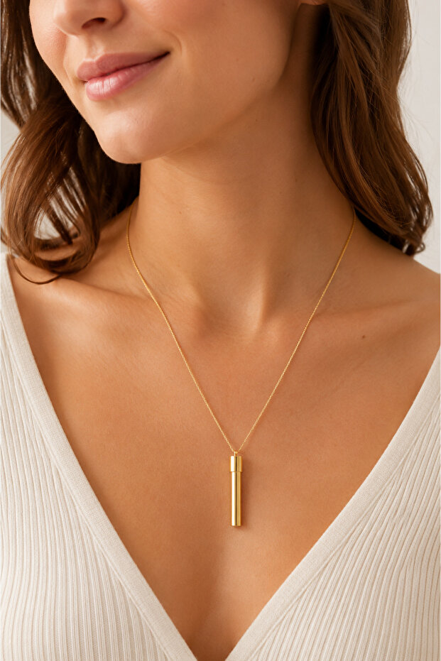 Openable Capsule Necklace Gold Color Minimal Design Gift Necklace with Hidden Compartment