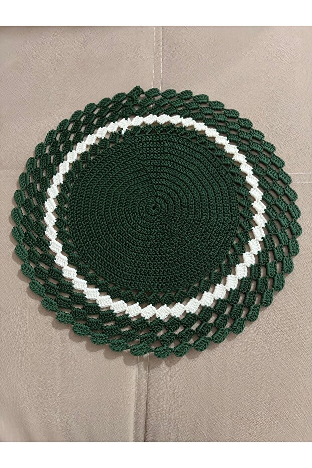 Hand Knitted Round American Service Placemat - 6 Different Color Options Plate Mat Runner Set