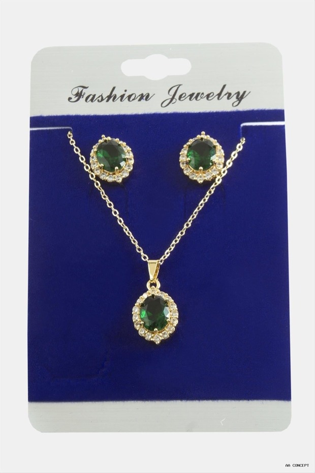 CONCEPTA Oval Zircon Stone Set (165457) Necklace, Green