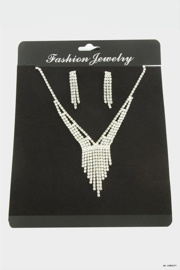 CONCEPTA Luxury Waterway Set Necklace (235147) Silver Color