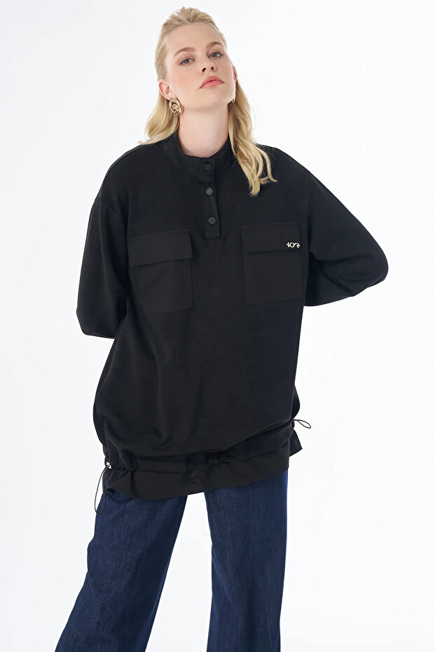 High Collar Sweatshirt Black
