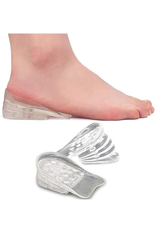 Premium 5-Layer Gel Heel Lift Inserts for Men and Women, Adjustable Silicone Cushion Pads for Height