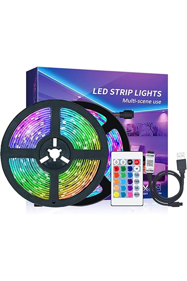 شريط إضاءة LED RGB 5050 بجهد 12 فولت مع وحدة تحكم بلوتوث وواي فاي، غير مقاوم للماء، للإضاءة الداخلية