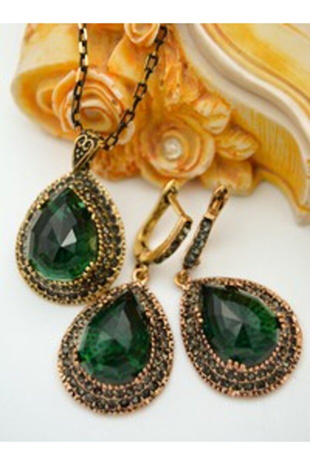 Authentic Drop Jewelry Set - Green -