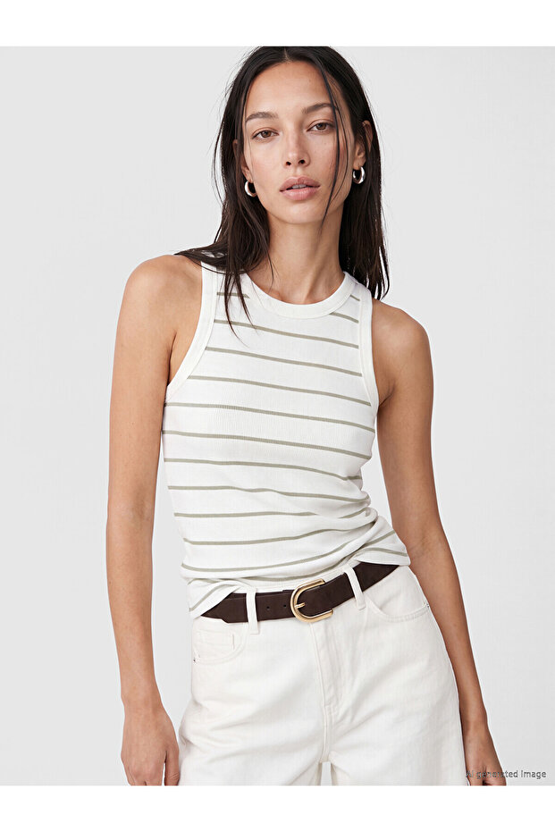 Nevavm Women's Striped Crew Neck Undershirt with a Difference