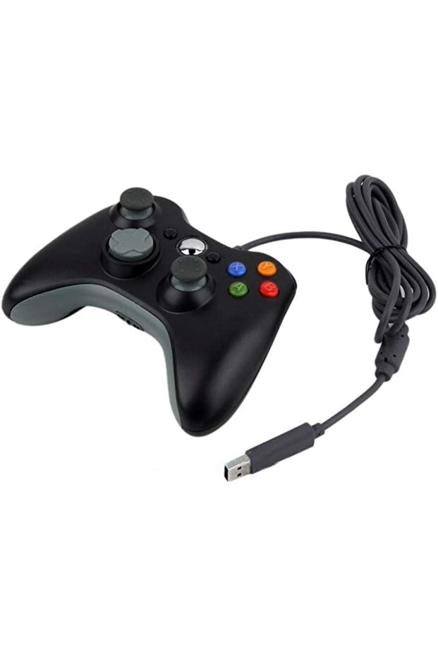 وحدة تحكم ألعاب سلكية USB لجهاز XBOX 360 Slim وأجهزة الكمبيوتر بنظام ويندوز 7 و8 و10 باللون الأسود