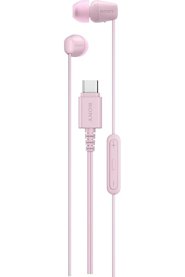 سماعات أذن سلكية من سوني IER-EX15C بمنفذ USB-C مع ميكروفون وجهاز تحكم مدمج - وردي