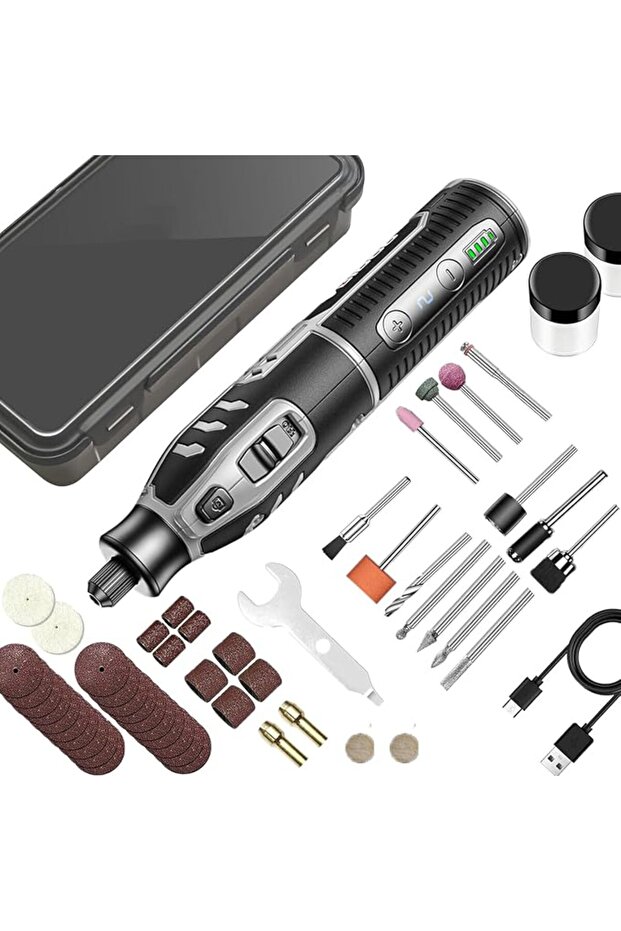 Rotary Tool Kit, Cordless 6-Speed Variable and USB Charging Cable Mini Power Rotary Tools, 3.7V with