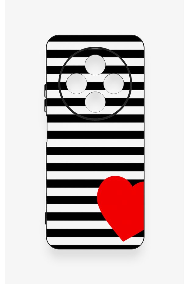 Redmi 14C Compatible Striped Red Heart Pattern Silicone Case
