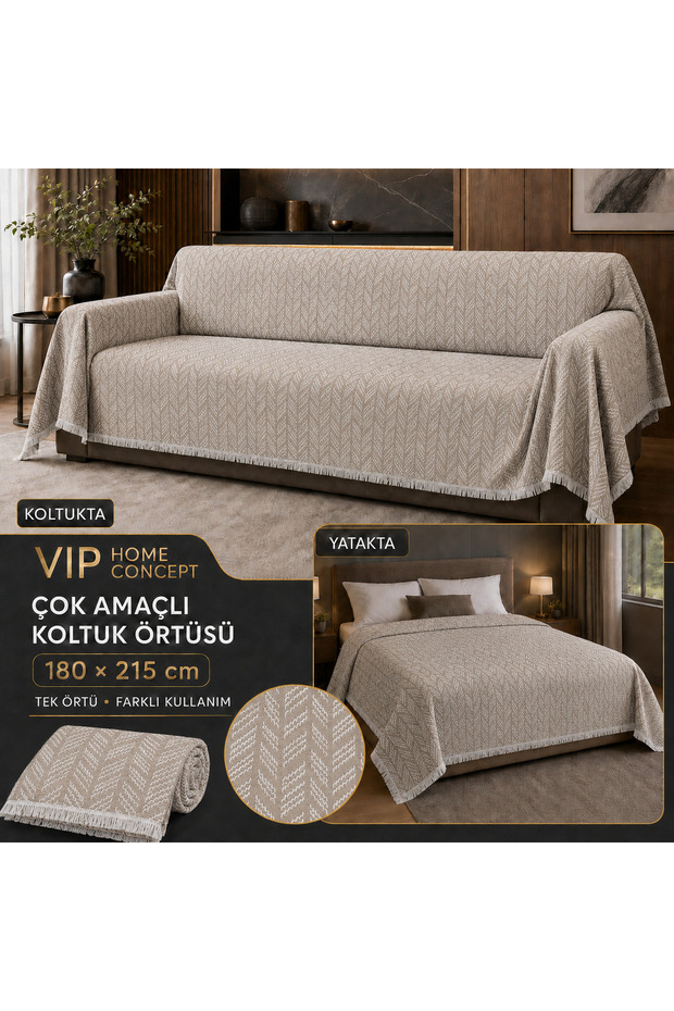 Multi-Purpose Sofa Cover 180 × 215 cm Tufted Woven Sofa Throw and Bedspread
