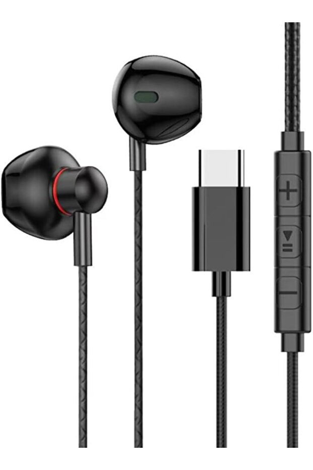 سماعات أذن USB C، سماعات ستيريو عالية الدقة من النوع C مع ميكروفون وتحكم في مستوى الصوت، سماعات أذن سلكية من النوع C