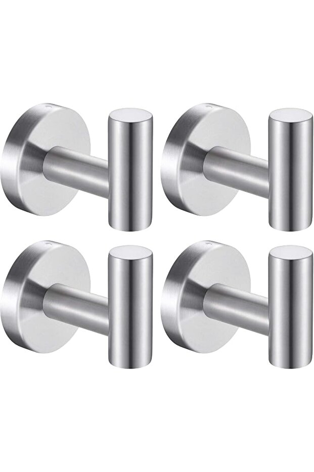 Wall Towel Hooks, 4 Pack Silver Heavy Duty Stainless Steel Hooks, Space Saving Bathroom Rob