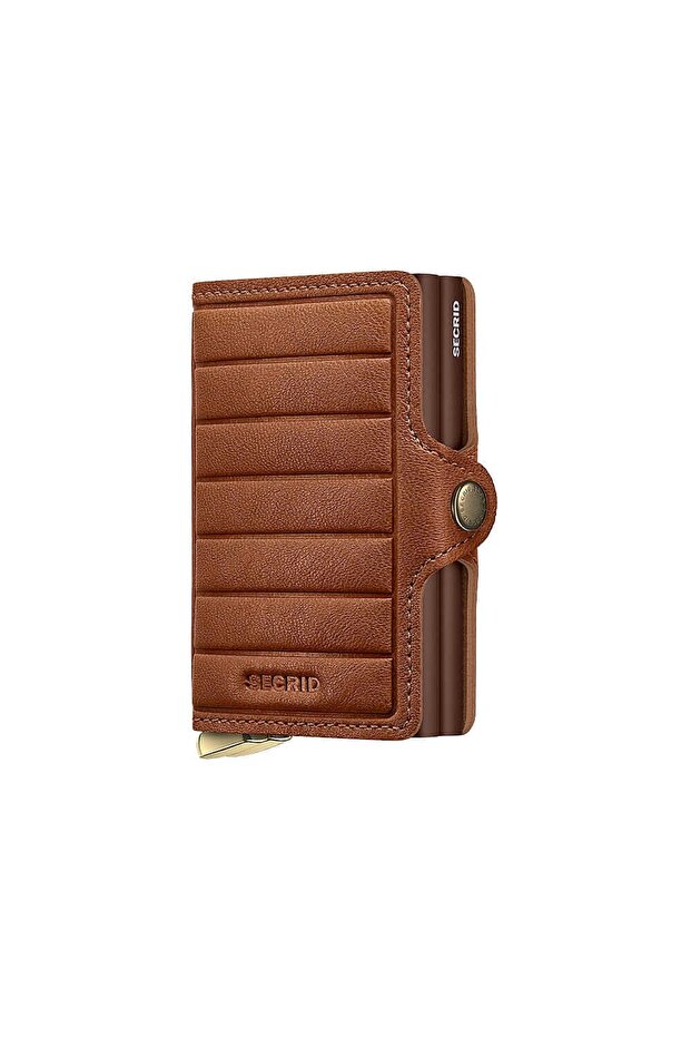 Premium Twinwallet+ Emboss Lines Card Holder Wallet, Brown