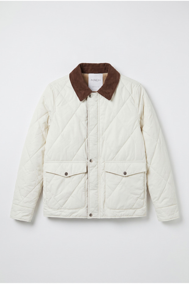 Men's Lightweight Puffer Jacket with Velvet Detailing and Slim Fit Quilted Design