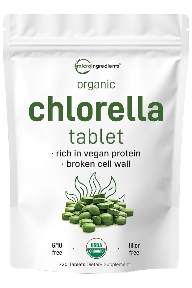 Organic Chlorella Tablets 500mg, 720 Tabs (360g), 4-Month Supply, Broken Cell Wall, Vegan