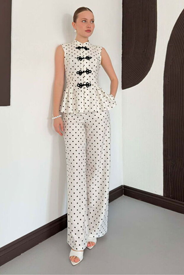 Polka Dot Trousers - Cream | D3075