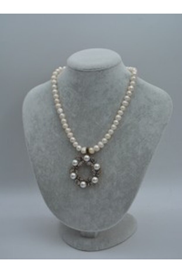 Real Pearl Cord Necklace - White -