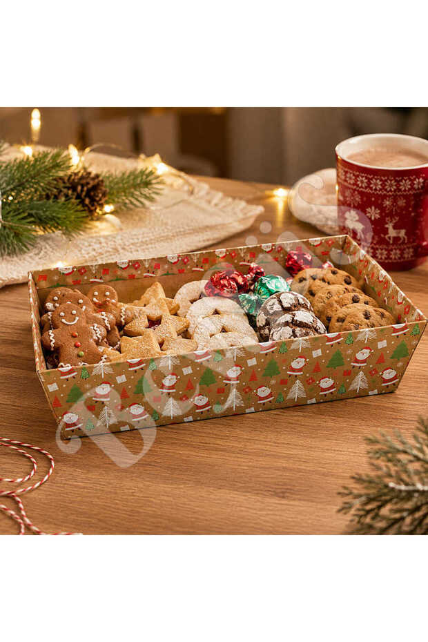 Christmas Cardboard Bowl with Cream Snowman and Pine Tree Pattern