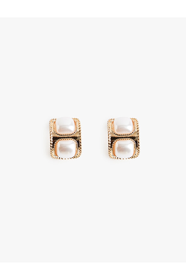 Pearl Detailed Textured Hoop Earrings