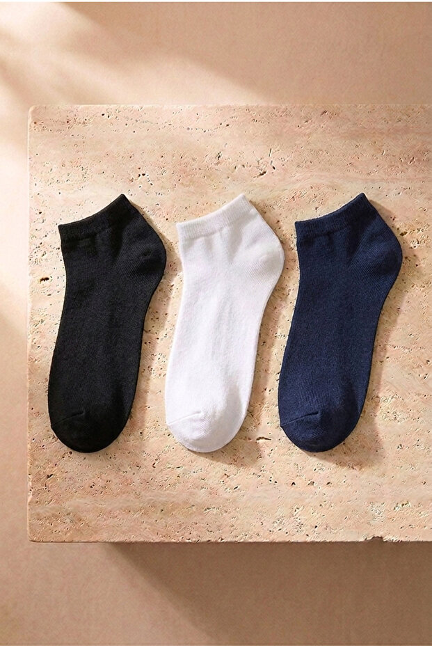 Run 3-Piece Men's Basic Booties Black/White/Navy Blue