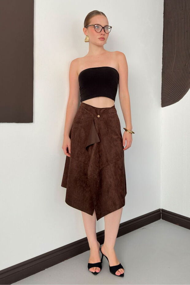 Women's Suede Draped Skirt
