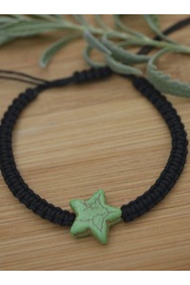 Turquoise macrame wristband - black -