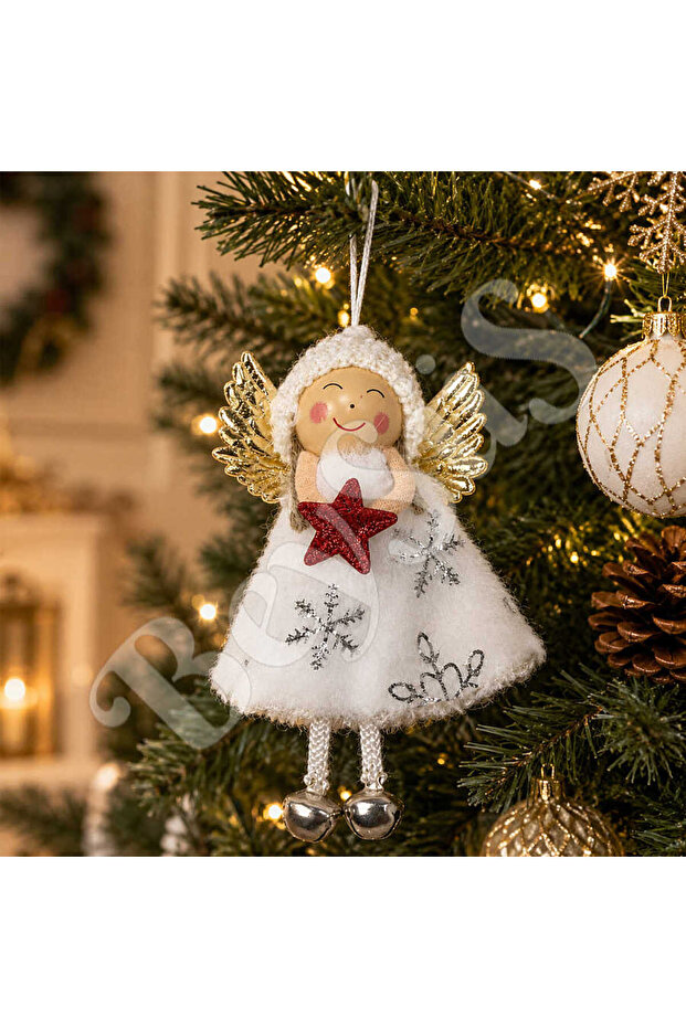 Christmas Snow Angel with Red Star Pattern 13 cm