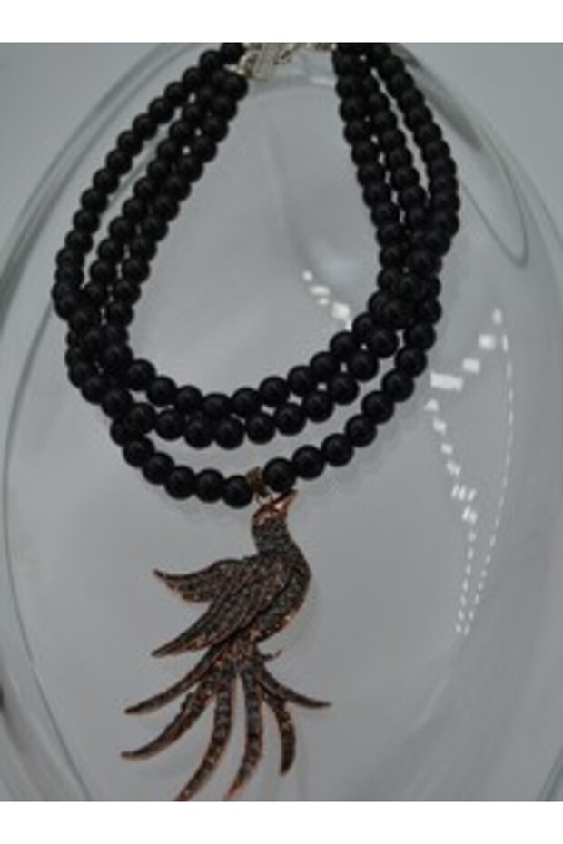 Peacock Choker Necklace - Black -