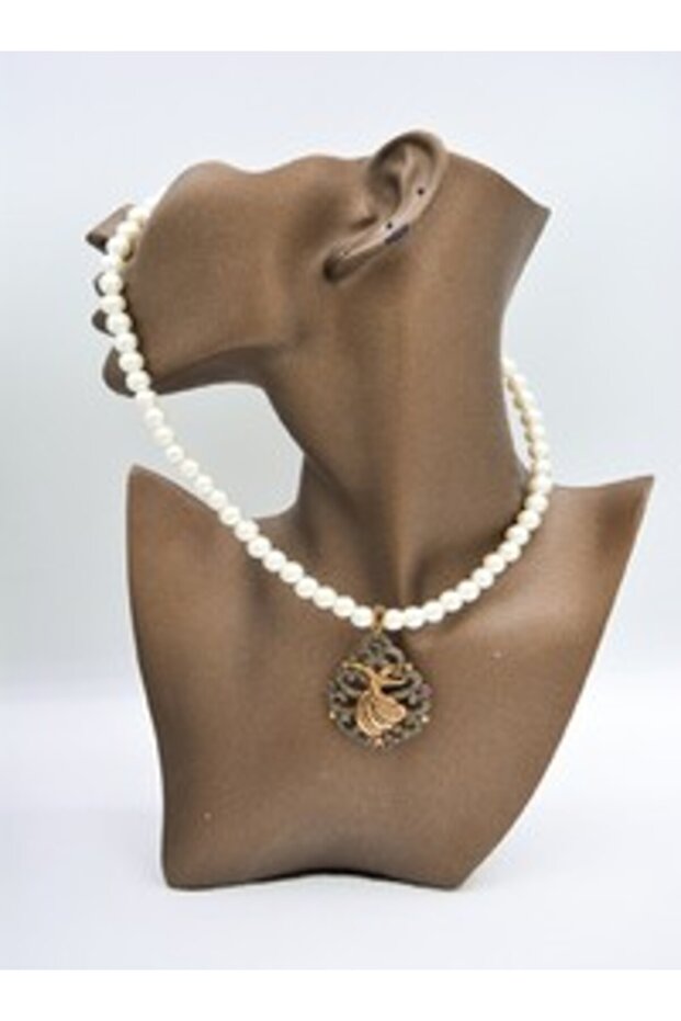 Glass Pearl Cord Necklace - White -