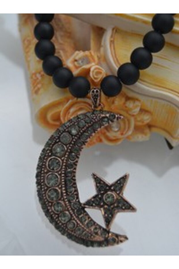 Onyx Cord Design Necklace - Black -