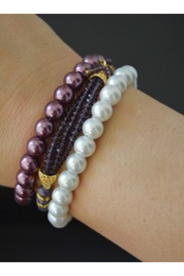 Pearl bracelet set - multicolored -