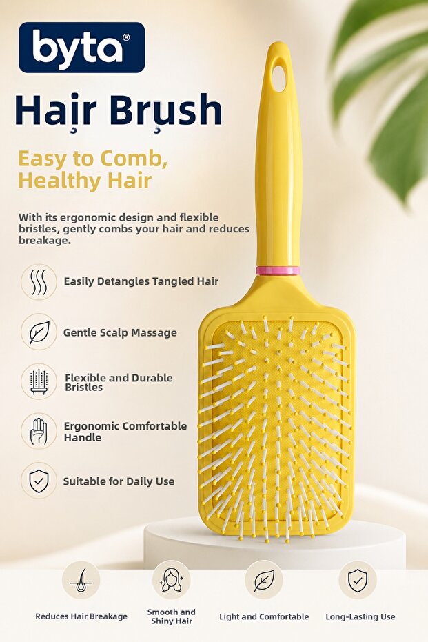 Ergonomic Hair Brush – Flexible Tip Detangling Brush with Massage Effect for Daily Use