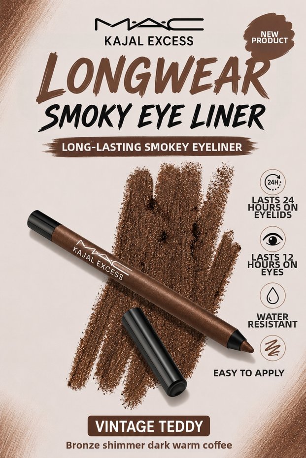 Kajal Excess Smoky Eye Pencil - 24 Hour Long-Lasting Waterproof Kajal Pencil