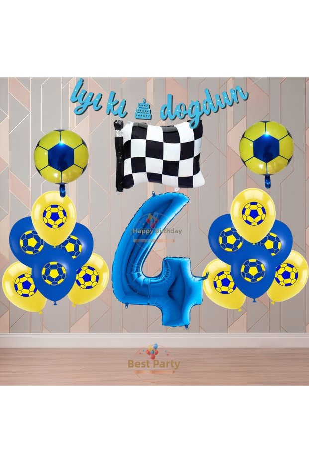 Best Yellow-Navy Blue Football Fan-Themed Birthday Party Set Age-4