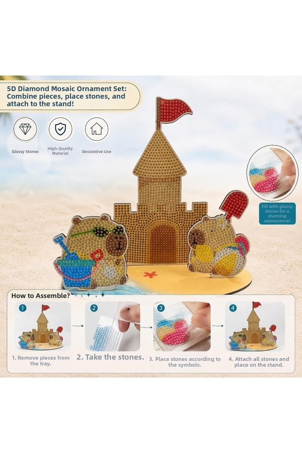 5D Diamond Mosaic Ornament Set Capybara - Capybara Diamond Painting - Stone Craft Decorative Model Making Kit